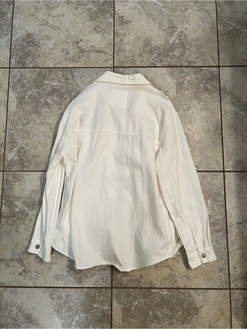 NWT Stoosh White Vintage Denim Jacket with Button Flap Pockets - Picture 2 of 3